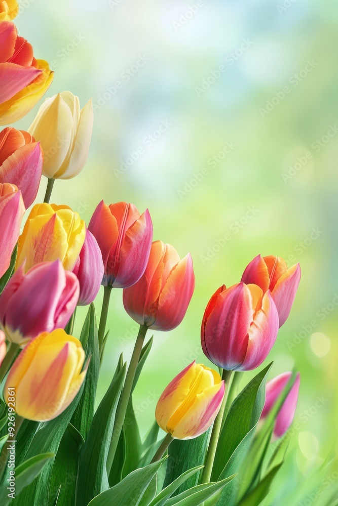 Vibrant Spring Flowers with Blurred Background Vibrant Spring Flowers with Blurred Background