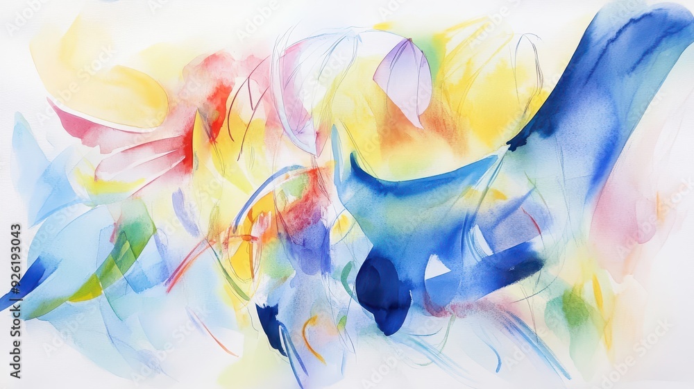 Fototapeta premium Abstract Fusion of Confusion and Clarity in Watercolor - Overlapping Shapes with Sharp and Soft Contrasts