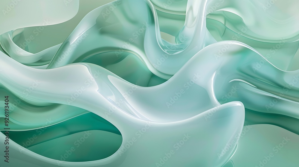 Fototapeta premium a poetic marriage of mint green and seafoam blue abstract shape