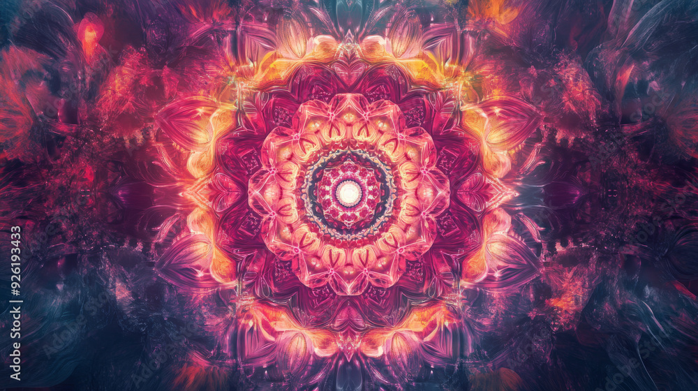Mandala illustration representing enlightenment, emphasizing concepts of spirituality and infinity. Mandala illustration representing enlightenment, emphasizing concepts of spirituality and infinity.