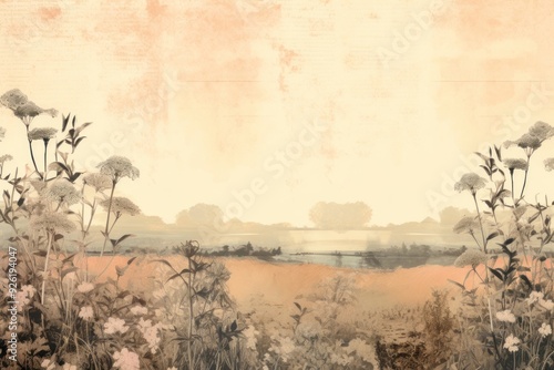 Fototapeta Naklejka Na Ścianę i Meble -  Meadow landscape outdoors painting.