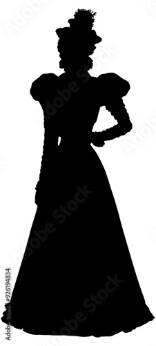 19th woman fashion dress icon isolated on transparent background