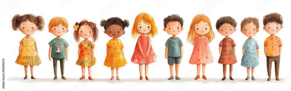 Joyful Gathering of Diverse Children in Spring Joyful Gathering of Diverse Children in Spring