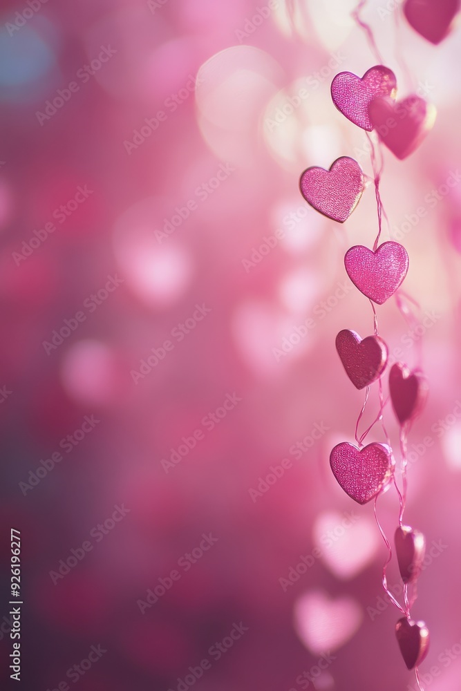 Valentine's Day Pink Hearts with blurred Background