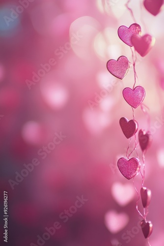 Obraz na płótnie Valentine's Day Pink Hearts with blurred Background w salonie