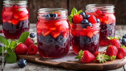 strawberry jam in a glass jar