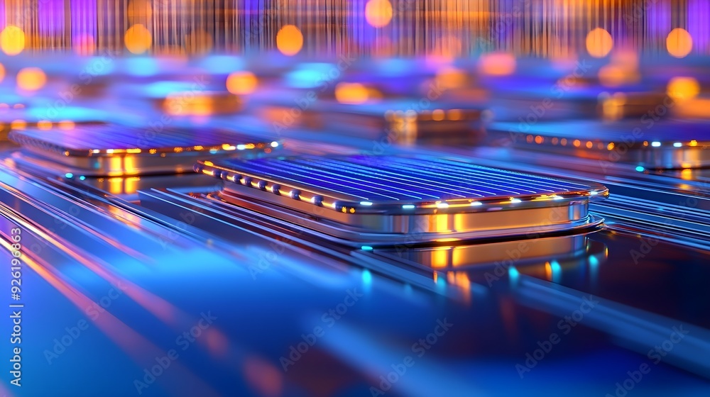 Abstract Technology Background with Blue and Orange Lights Abstract Technology Background with Blue and Orange Lights