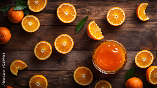 A top view of a fresh Mandarin oranges jam 