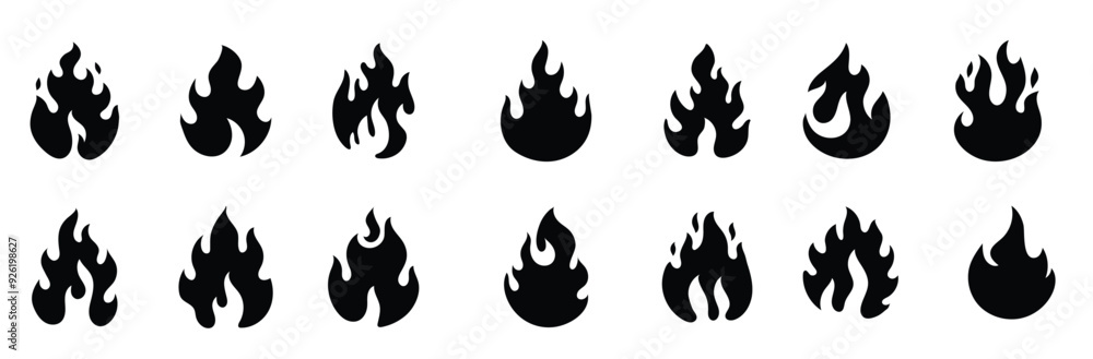flat design flame silhouette illustration. flat design flame silhouette illustration.