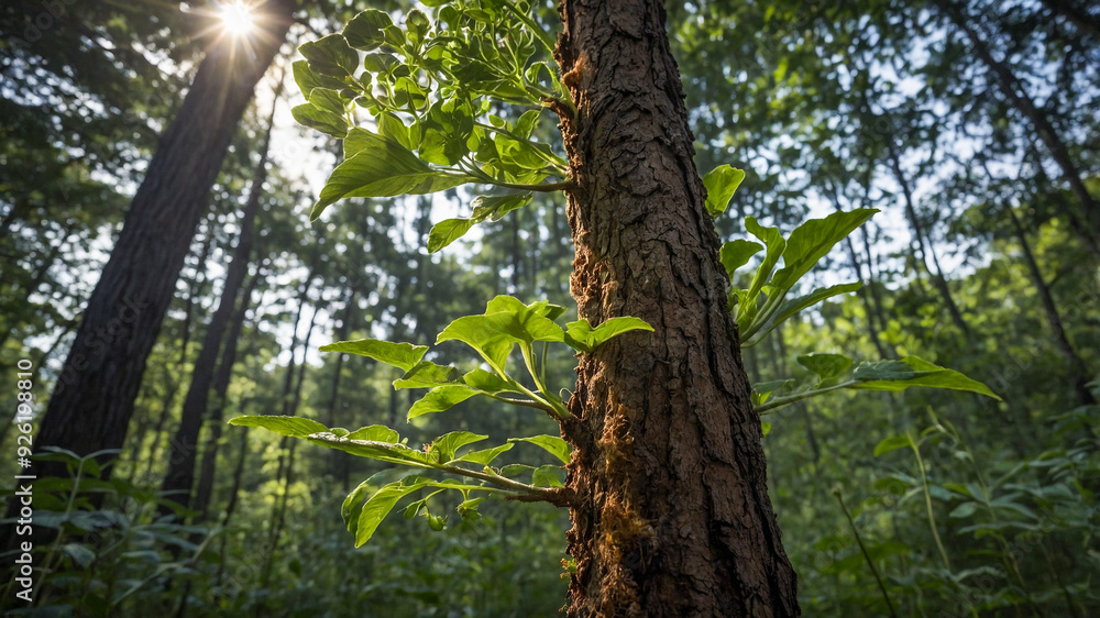 Fototapeta premium New Life Emerging: A Young Plant in the Forest