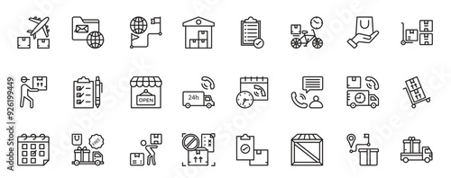 Logistics delivery line icon set. Vector