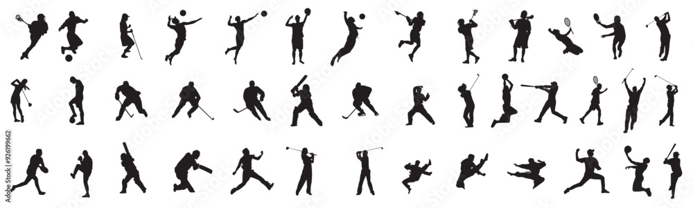 Mix sports player silhouettes. Vector Mix sports player silhouettes. Vector