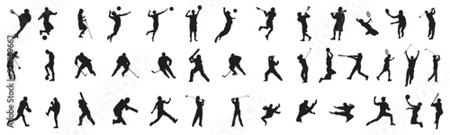 Mix sports player silhouettes. Vector 