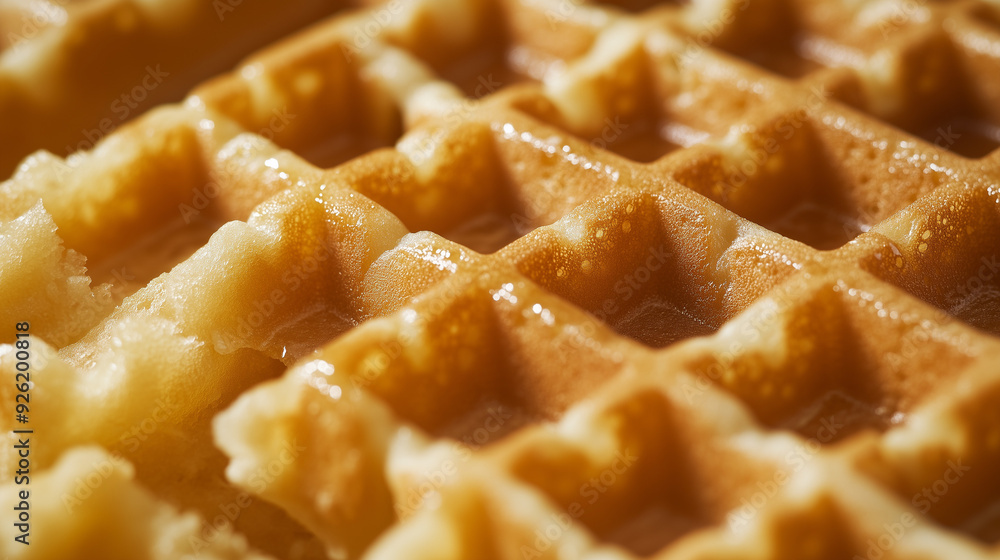 Golden and Crispy Waffles, Freshly Made and Perfect for Breakfast or a Sweet Morning Treat, Commercial image of a cafe, bakery. Golden and Crispy Waffles, Freshly Made and Perfect for Breakfast or a Sweet Morning Treat, Commercial image of a cafe, bakery.