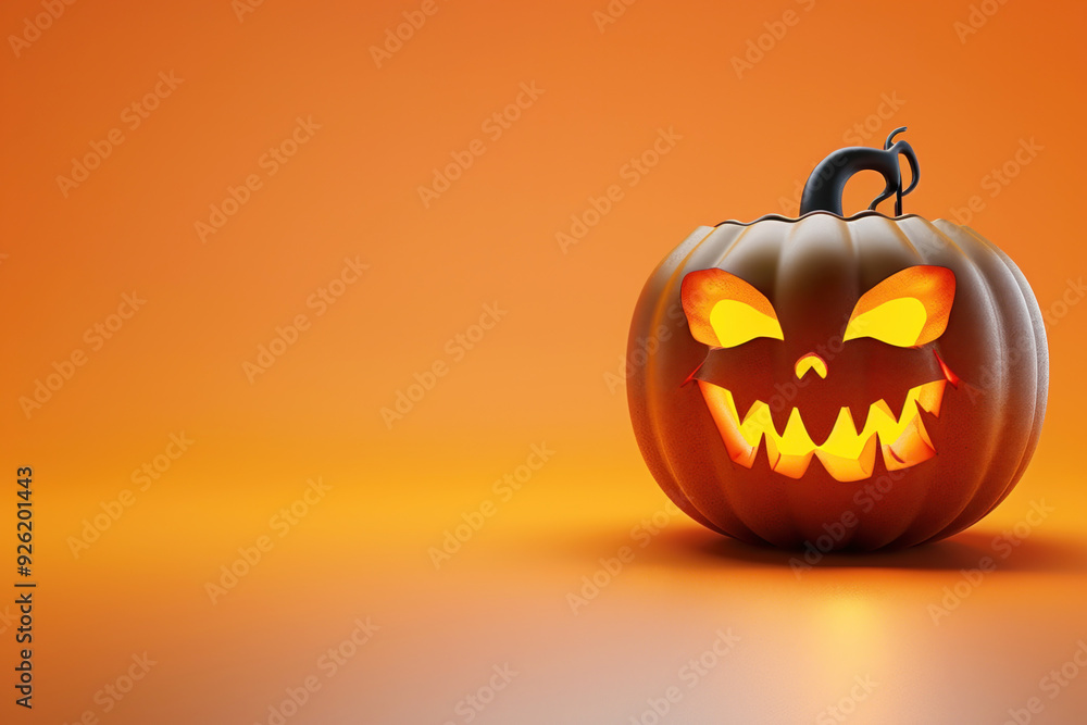 Glowing jack-o'-lantern with sinister expression Glowing jack-o'-lantern with sinister expression