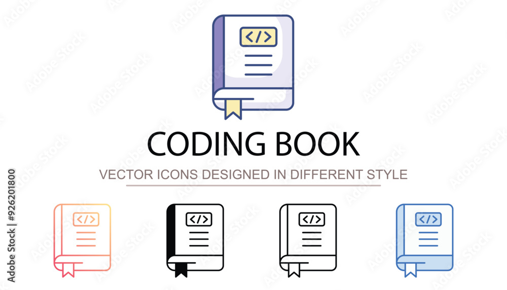 Coding Book icon design with white background stock illustration Coding Book icon design with white background stock illustration