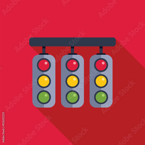 Traffic light system showing green light for go signal, concept of start, success and go