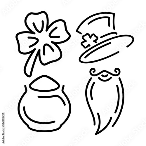 Line arts set with st Patricks day symbols