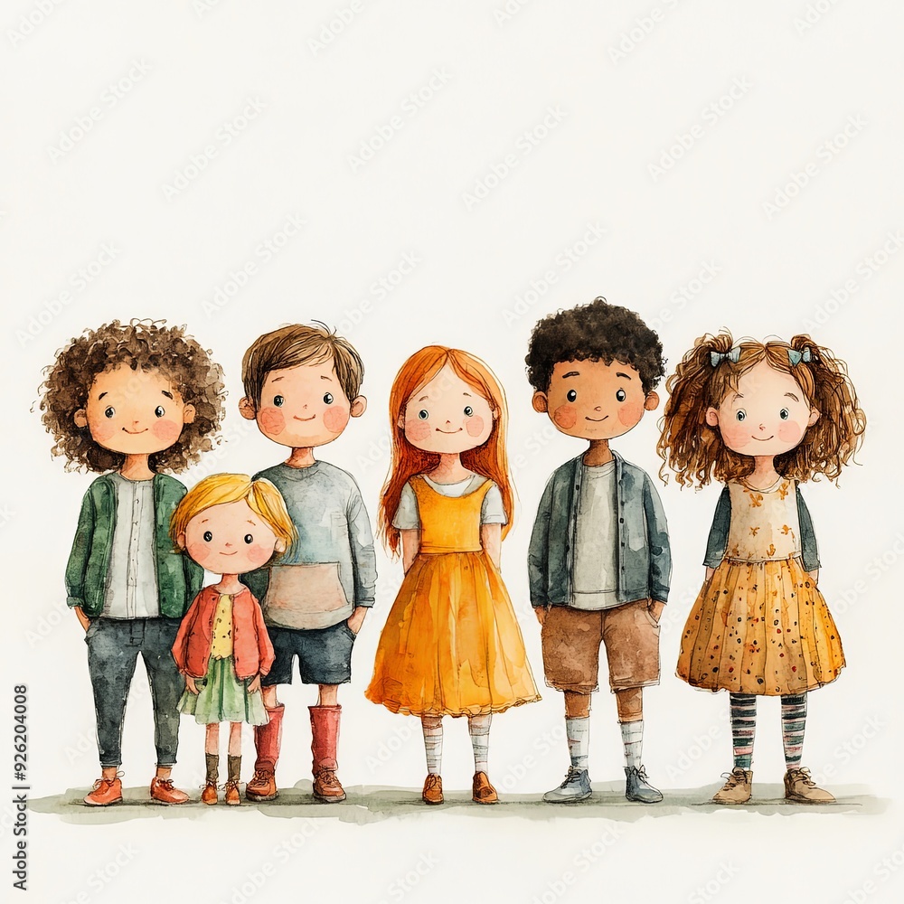 Joyful Gathering of Diverse Children in Spring Joyful Gathering of Diverse Children in Spring