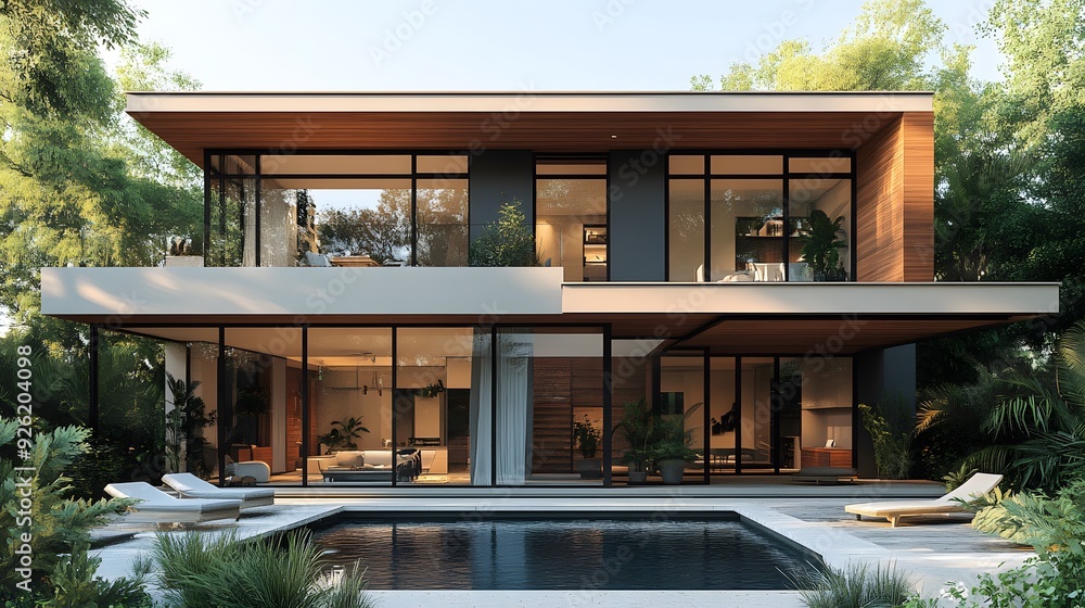 3D-rendered modern house, minimalistic in design, set on a white background, emphasizing clean lines and geometric shapes. 3D-rendered modern house, minimalistic in design, set on a white background, emphasizing clean lines and geometric shapes.