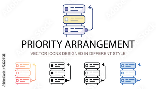 Priority Arrangement icon design with white background stock illustration