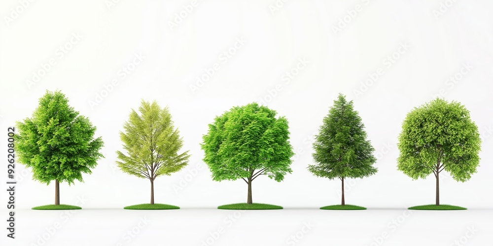 Fototapeta premium Beautiful trees set, isolated on white background