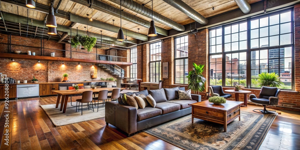 Modern Loft Interior with Exposed Brick Wall - Pinterest - Edgy Industrial Loft Renovation With Exposed Brick And Beams