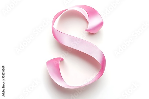 Breast Cancer Awareness Ribbon Watercolor Design. Stroke Pink Ribbon. Cancer Awareness.