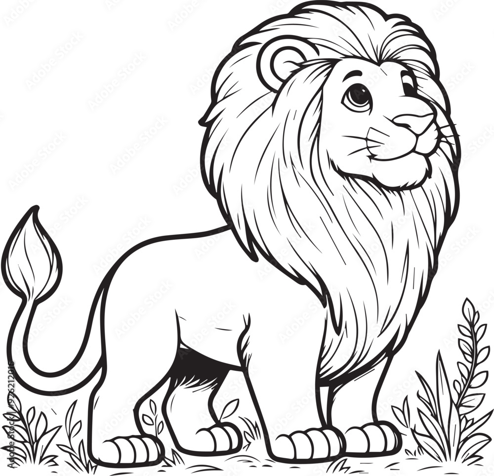 Obraz premium A lion line art coloring book illustration for kids