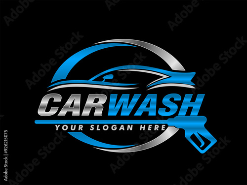 car wash auto detailing vector logo automotive logo design template isolated on black background