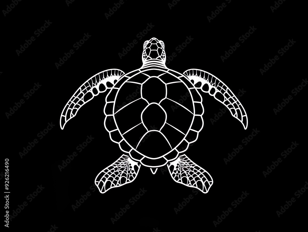 Fototapeta premium Black and White Turtle Logo