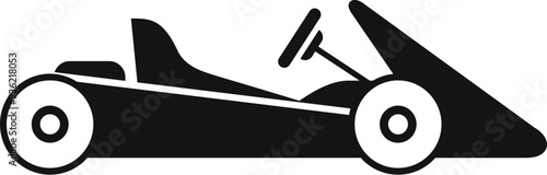 Black silhouette of a go kart, symbolizing speed and the thrill of racing