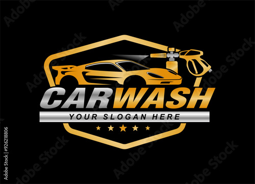 car wash auto detailing vector logo automotive logo design template isolated on black background