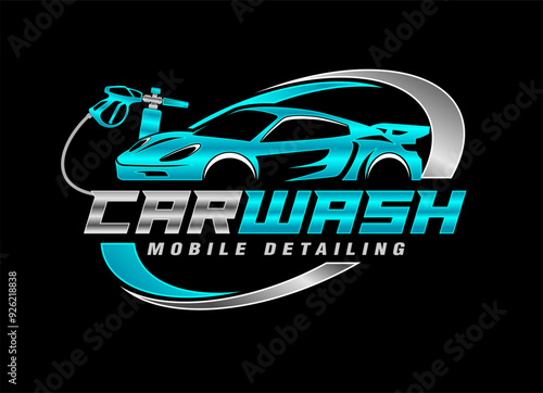 car wash auto detailing vector logo automotive logo design template isolated on black background