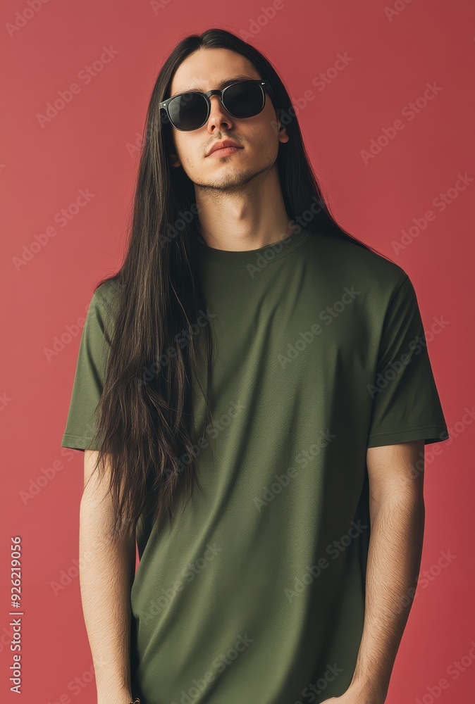 A stylish individual wears a blank t-shirt with confidence and flair A stylish individual wears a blank t-shirt with confidence and flair