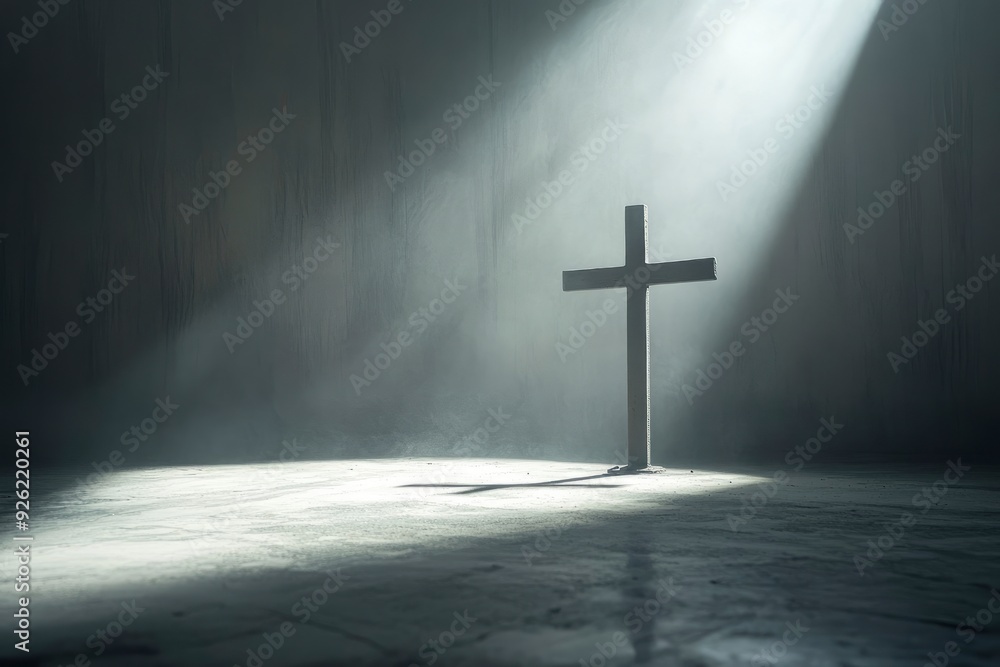Naklejka premium very bright image of a cross on a white outdoor studio background with beautiful lighting , ai