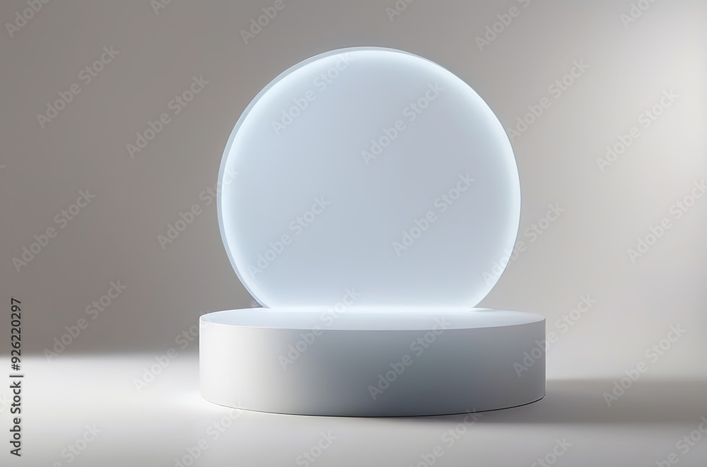 Elegant frosted round podium with smooth, matte finish and subtle light diffusion, set against a soft white background, ideal for tech or sleek beauty products. Made with generative AI technology Elegant frosted round podium with smooth, matte finish and subtle light diffusion, set against a soft white background, ideal for tech or sleek beauty products. Made with generative AI technology