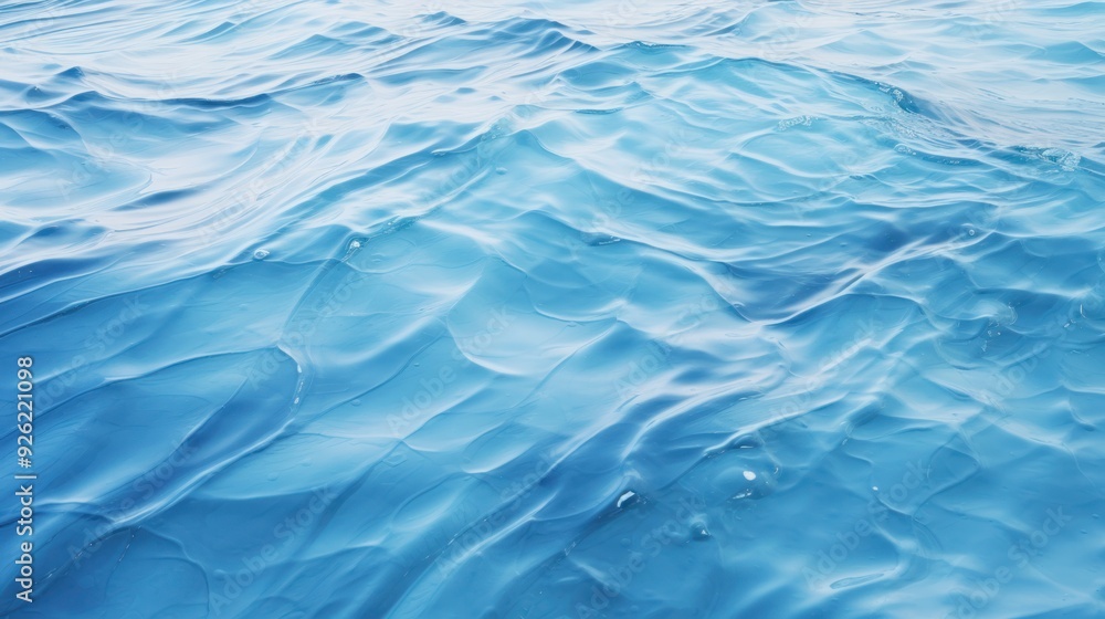 Gentle blue wave patterns on water seen from above creating an abstract visual reminiscent Gentle blue wave patterns on water seen from above creating an abstract visual reminiscent