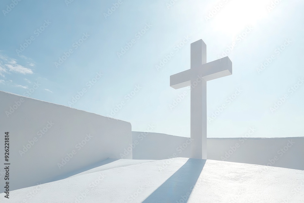 very bright image of a cross on a white outdoor studio background with beautiful lighting , ai very bright image of a cross on a white outdoor studio background with beautiful lighting , ai