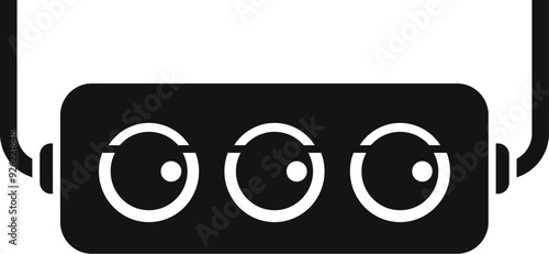Black silhouette of a power strip with multiple outlets, providing a convenient way to connect and power various electrical devices