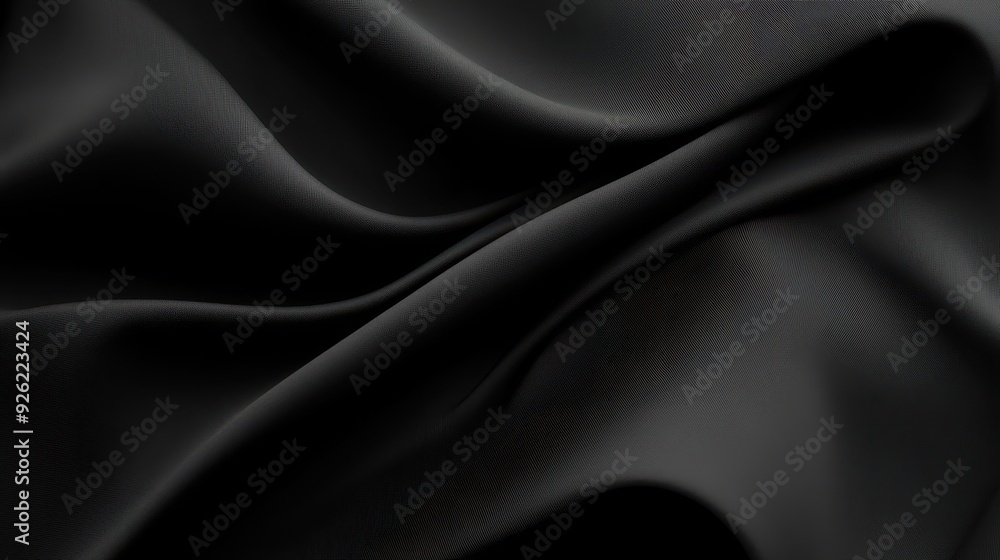 Fototapeta premium A close-up of smooth black fabric, showcasing its elegant folds and texture.