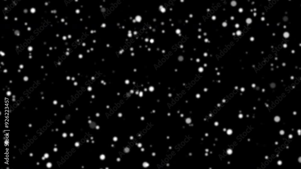 Animation loop white bokeh particles flow on black abstract background. Animation of fiery white glowing flying ember burning ash particles. Animation loop white bokeh particles flow on black abstract background. Animation of fiery white glowing flying ember burning ash particles.