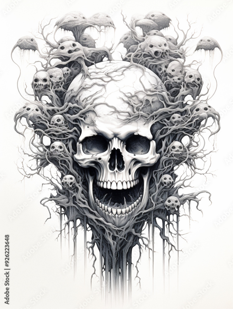 Fototapeta premium Psychedelic human skull