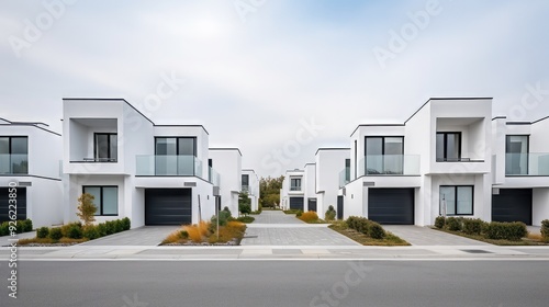 Beautiful exterior of newly built luxury home for sale or rent. Neural network ai generated art