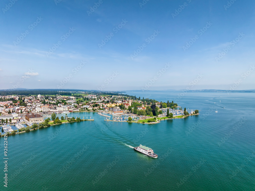 Fototapeta premium Luftbild vom Hafen Romanshorn am Bodensee