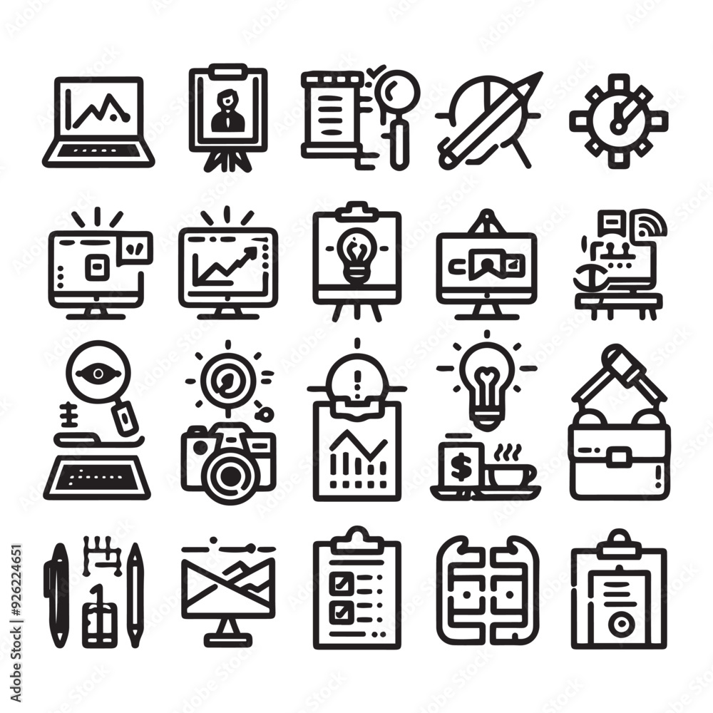 business icons set for web , hand drawn graphics icons element isolated vector on white background business icons set for web , hand drawn graphics icons element isolated vector on white background