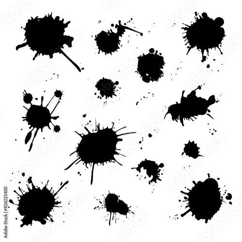 set of black ink blots in vector, ai , ilustrator