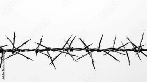 Wallpaper Mural Close-up view of barbed wire fence silhouetted against a white background, showcasing the sharp Torontodigital.ca