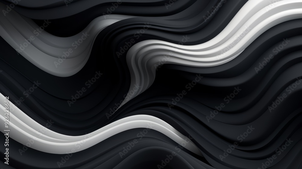 Abstract black and white 3D wavy background. Abstract black and white 3D wavy background.
