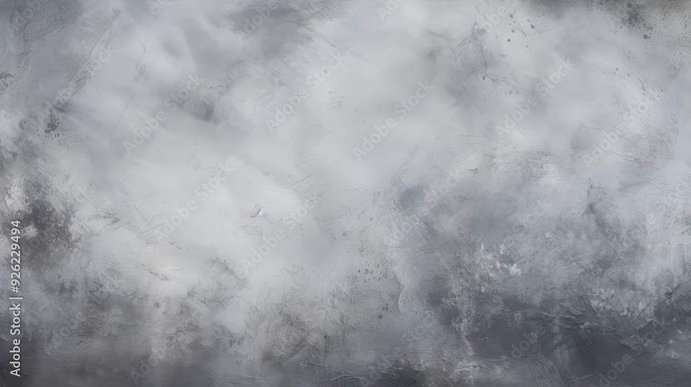 Abstract grey painted texture with brush strokes and white spots.